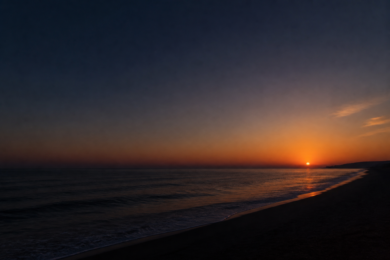 Sunset over open water